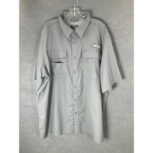 Habit Mens Fishing Shirt Vented Short Sleeve Button Up‎ Gray 2XL Outdoors Active